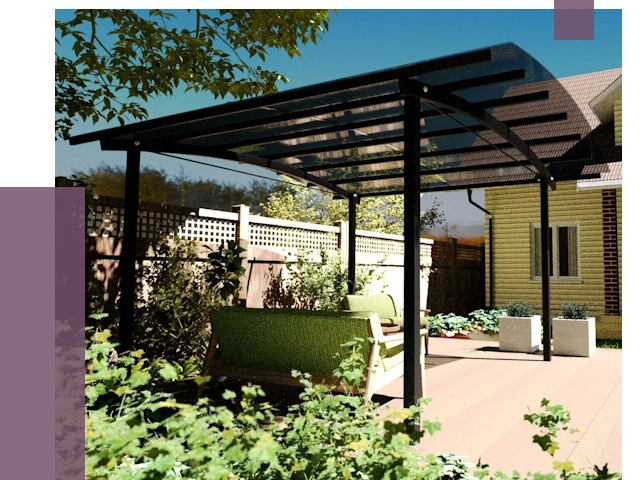 Навесы для террасы в Сосногорске от 13153 руб. под ключ | ПРОЛЁТ-Сно