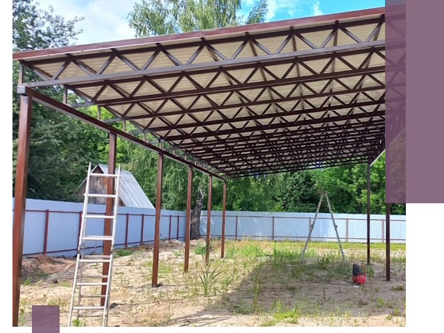 Односкатные навесы под ключ в Сосногорске — изготовление и монтаж